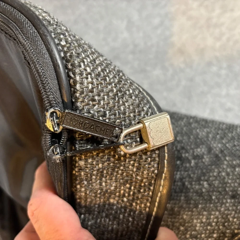 Jordache Garment Bag Unisex OS Grey Excellent Vintage Tweed Folding Suit Carrier